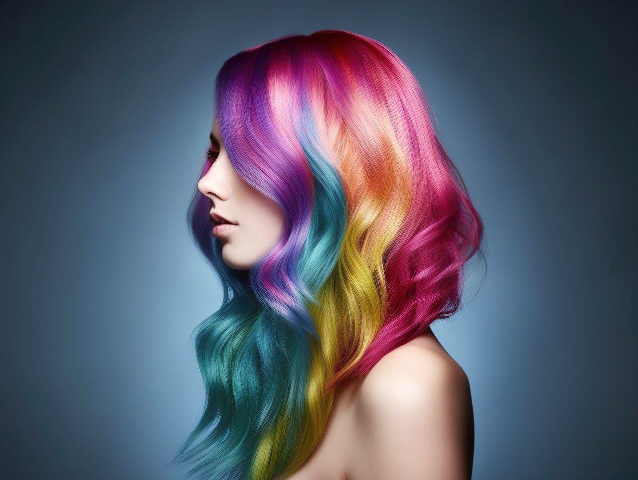 ai generated, woman, colorful hair